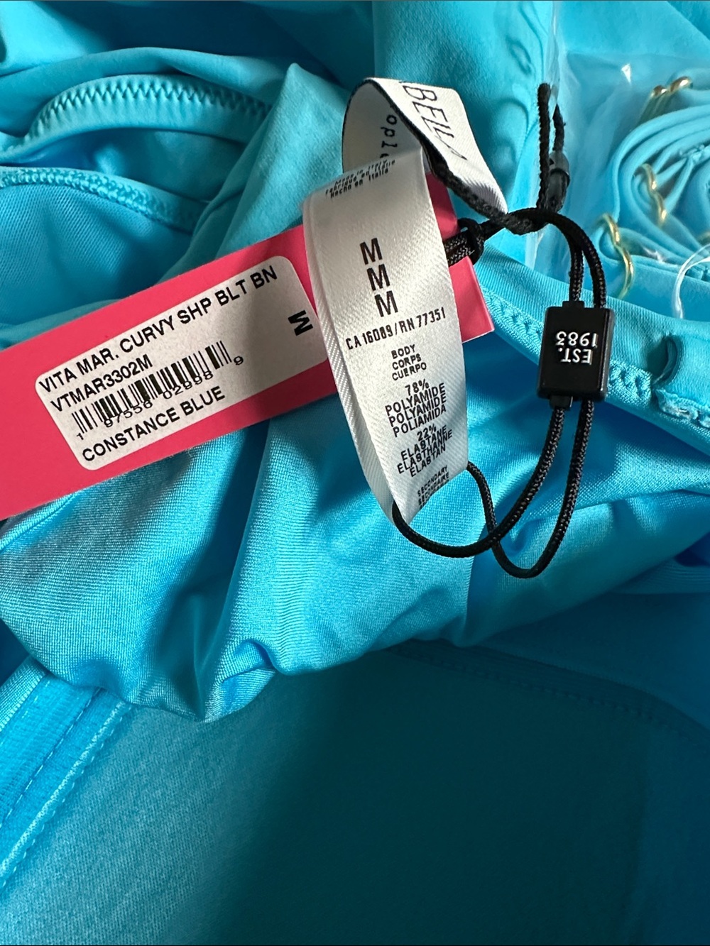 NWT Cosabella Vita Marina Curvy Shaping Bandeau One Piece Swim M Constance Blue - Picture 9 of 10